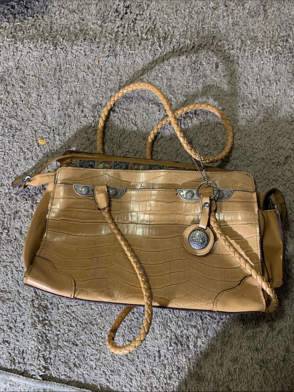 Bueno Croc-Embossed Shoulder Tote in Tan